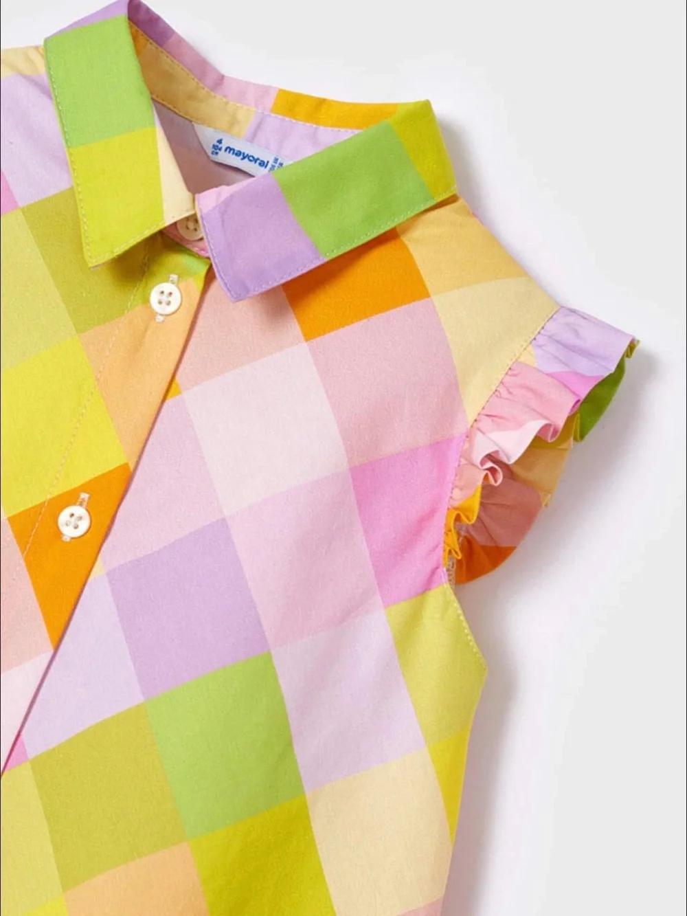 Mayoral Girls Vibrant Checkered Shirt Size 6